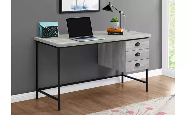 computer desk - 55 l - grey reclaimed wood - black metal by monarch specialties