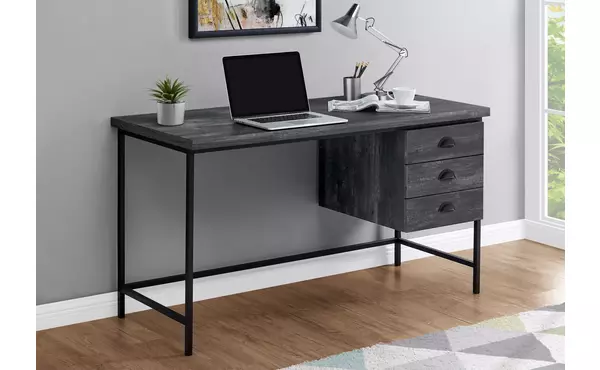 computer desk - 55 l - black reclaimed wood - black metal by monarch specialties