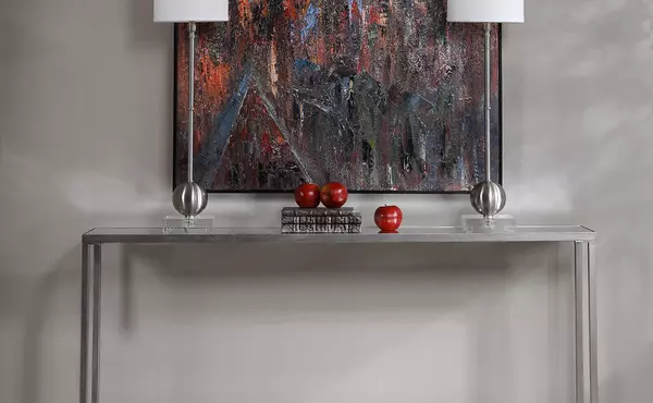 hayley console table, silver by uttermost