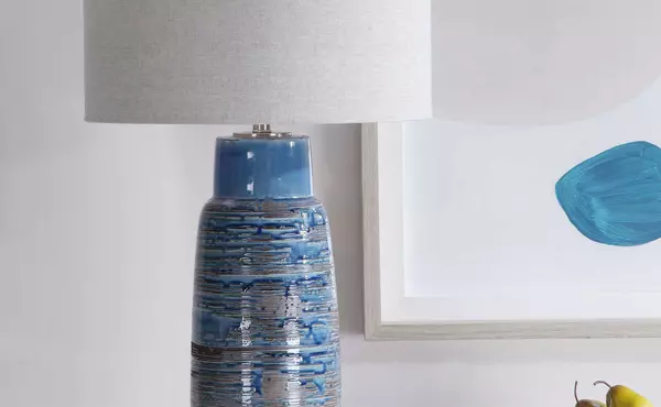 magellan table lamp, blue by uttermost