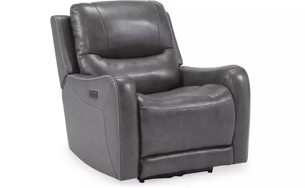 galahad smoke zero wall recliner w/pwr hdrst by ashley