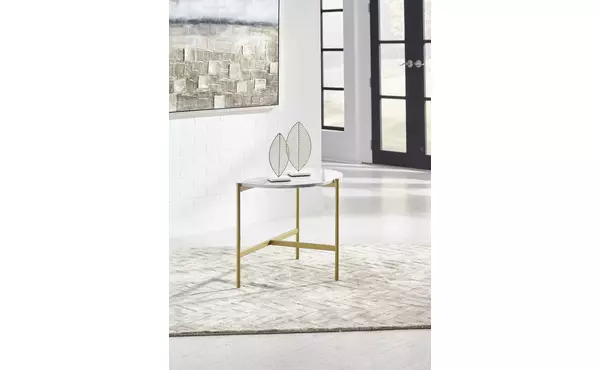 wynora white/gold chair side end table by ashley