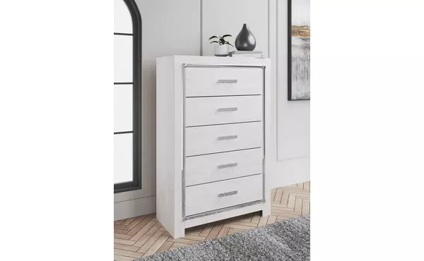 altyra white five drawer chest by ashley