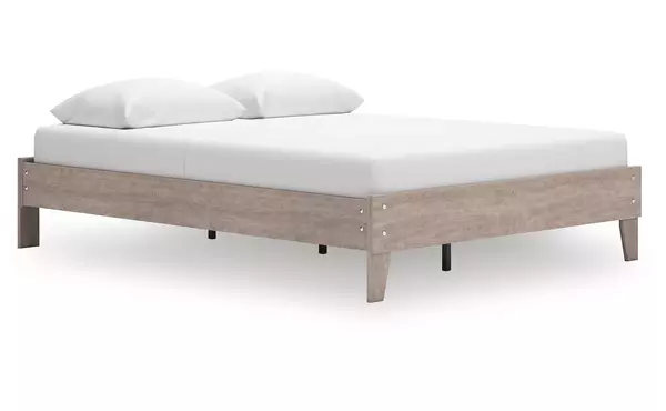 flannia gray queen platform bed by ashley
