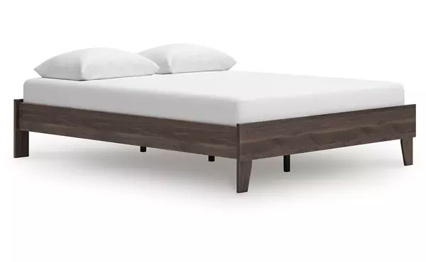 calverson mocha queen platform bed by ashley