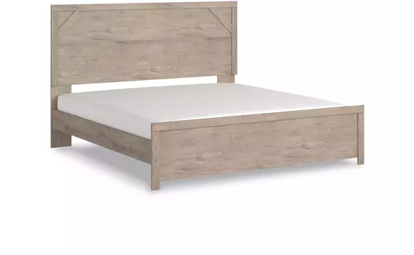 king panel headboard/footboard ashley senniberg light brown/white B1191-72