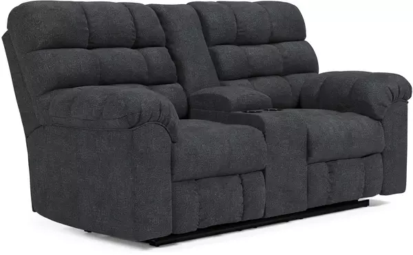 wilhurst marine double rec loveseat w/console by ashley