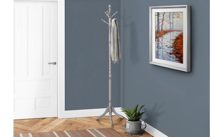 I3174 COAT RACK - 72 H - GREY WOOD TRADITIONAL STYLE MONARCH SPECIALTIES  I3174
