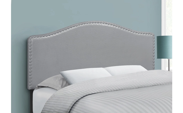 I6011F  BED - FULL SIZE / GREY LEATHER-LOOK HEADBOARD ONLY