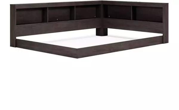piperton two-tone brown/charcoal bookcase storage w/side rail by ashley