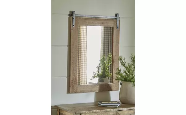 lanie antique brown accent mirror by ashley