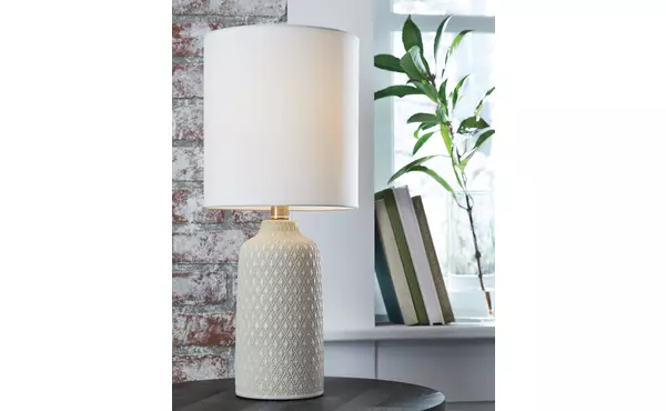 donnford gray ceramic table lamp (1/cn) by ashley