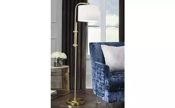 baronvale brass finish metal floor lamp (1/cn) by ashley
