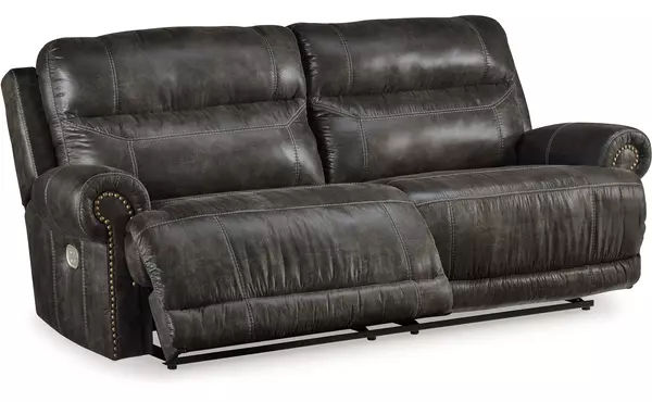 grearview charcoal 2 seat pwr rec sofa adj hdrest by ashley