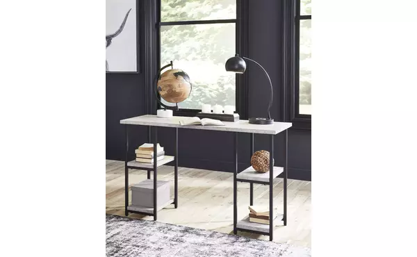 lazabon gray/black home office desk by ashley