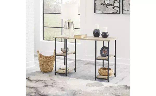 waylowe natural/black home office desk by ashley