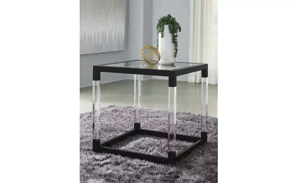 nallynx metallic gray square end table by ashley