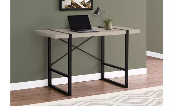computer desk - 48 l - modern taupe - black metal by monarch specialties