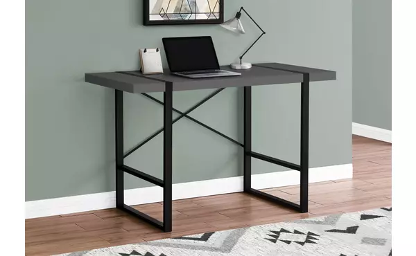 computer desk - 48 l - modern grey - black metal by monarch specialties