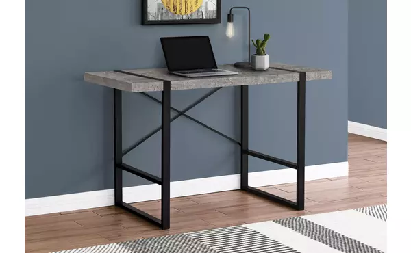 computer desk - 48 l - grey concrete-look - black metal by monarch specialties