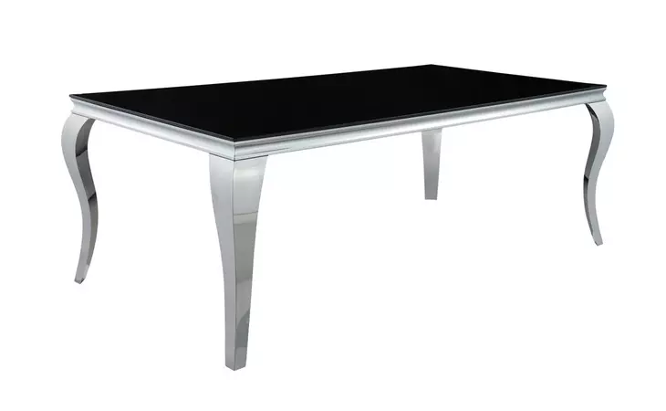 115071  CARONE RECTANGULAR GLASS TOP DINING TABLE BLACK AND CHROME