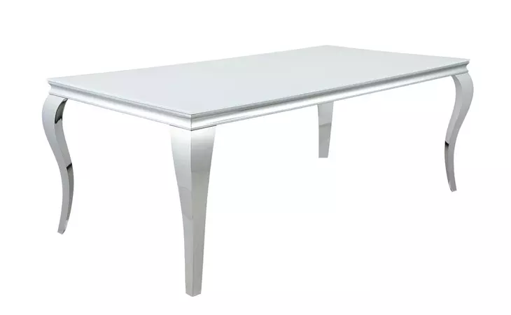 115081  CARONE RECTANGULAR GLASS TOP DINING TABLE WHITE AND CHROME