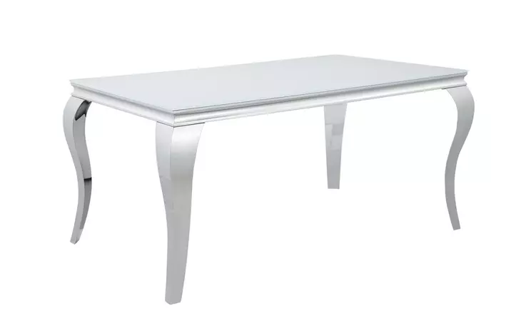 115091  CARONE GLASS TOP DINING TABLE WHITE AND CHROME