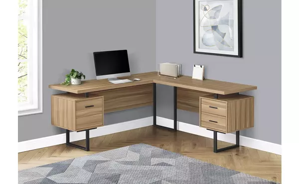 computer desk - 70 l - reclaimed wood - black metal - l-r by monarch specialties