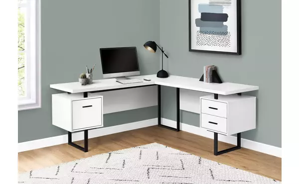 computer desk - 70 l - white - black metal - l-r face by monarch specialties