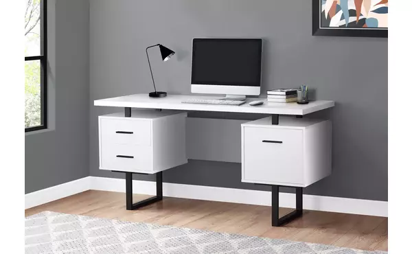 computer desk - 60 l - white - black metal by monarch specialties