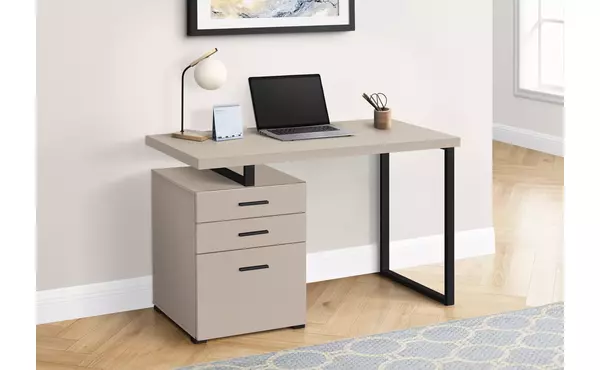 computer desk - 48 l - modern taupe - black metal - l-r by monarch specialties