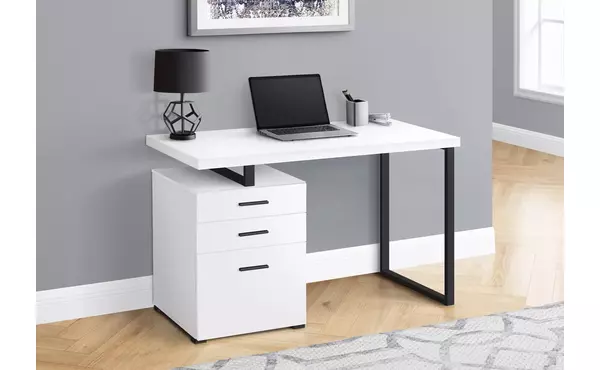 computer desk - 48 l - white - black metal - l-r face by monarch specialties