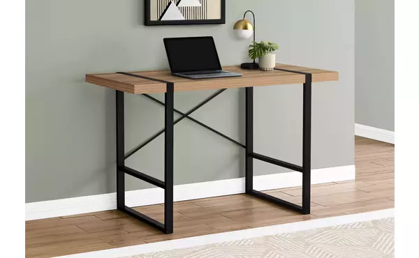 computer desk - 48 l - light reclaimed wood - black metal by monarch specialties