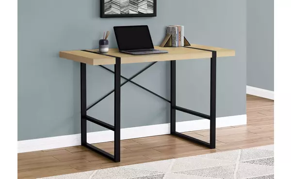 computer desk - 48 l - natural - black metal by monarch specialties