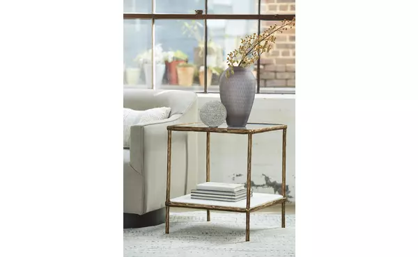 ryandale antique brass finish accent table by ashley