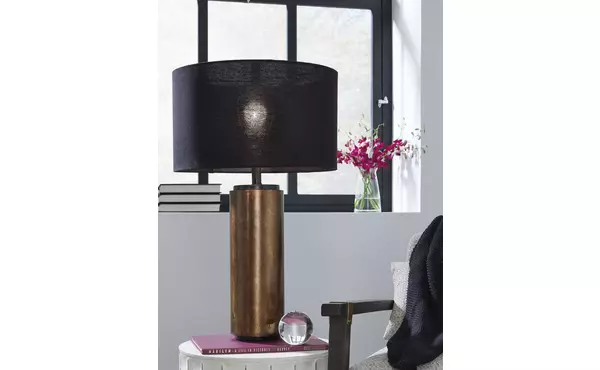 hildry antique brass finish metal table lamp (1/cn) by ashley