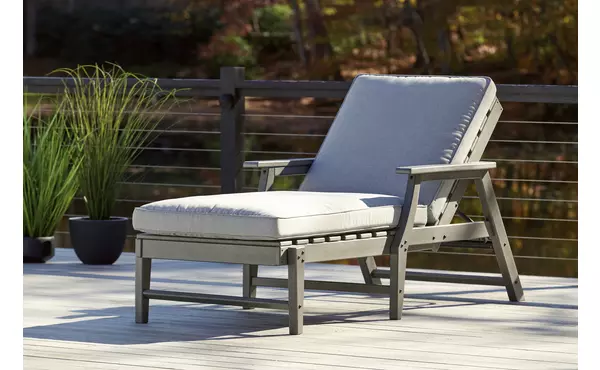 visola gray chaise lounge with cushion by ashley