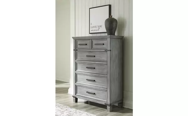 russelyn gray five drawer chest by ashley