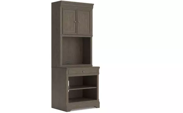 janismore weathered gray bookcase base by ashley