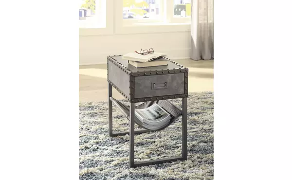 derrylin brown chair side end table by ashley