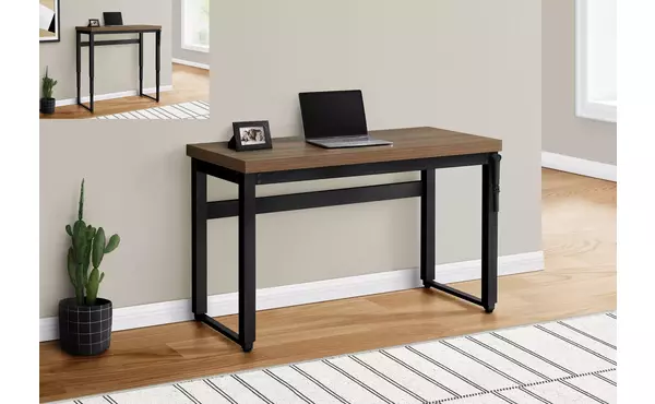 computer desk - 48 l - walnut - adj.height- black metal by monarch specialties