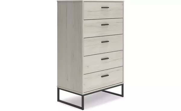 socalle light natural five drawer chest by ashley