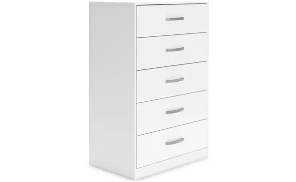 flannia white five drawer chest by ashley