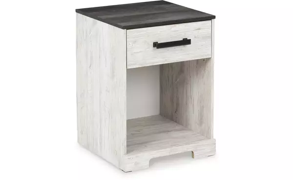 shawburn white/brown one drawer night stand by ashley