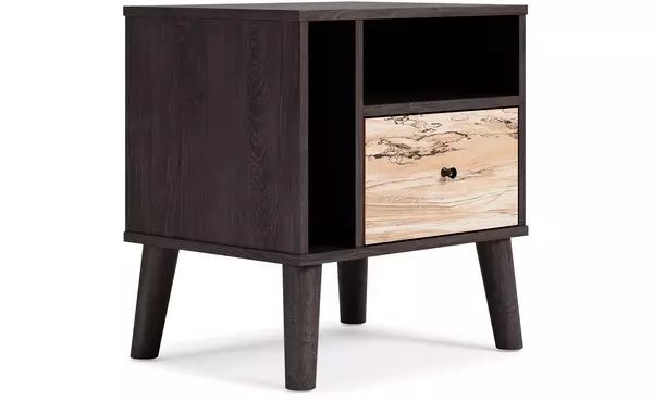 piperton two-tone brown/charcoal one drawer night stand by ashley