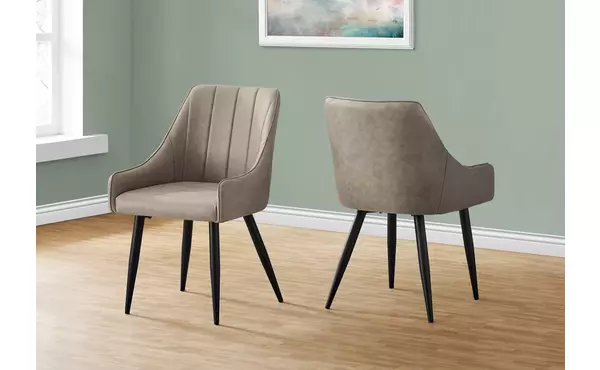 dining chair - 2pcs - 33 h - taupe fabric - black metal by monarch specialties