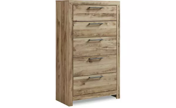 hyanna tan brown five drawer chest by ashley