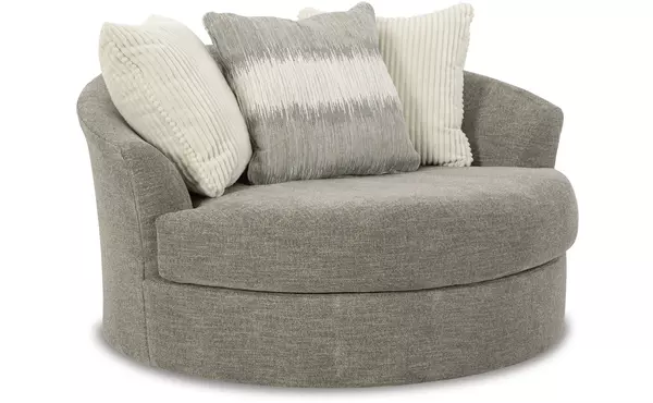 creswell linen oversized swivel accent chair by ashley