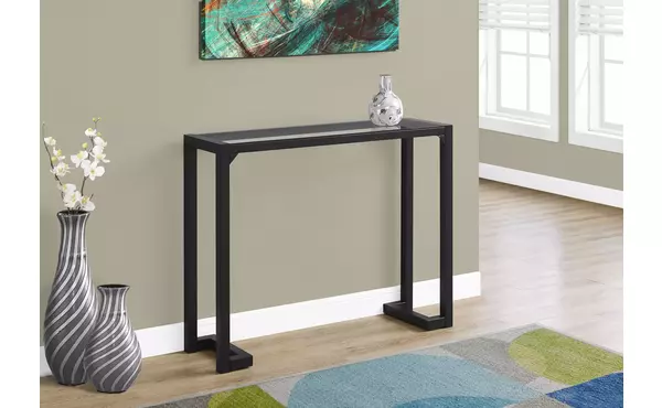 accent table - 42 l - black - tempered glass hall console by monarch specialties