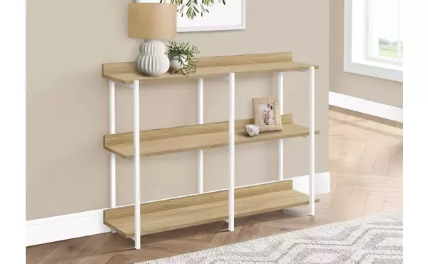 accent table - 48 l - natural - white metal hall console by monarch specialties